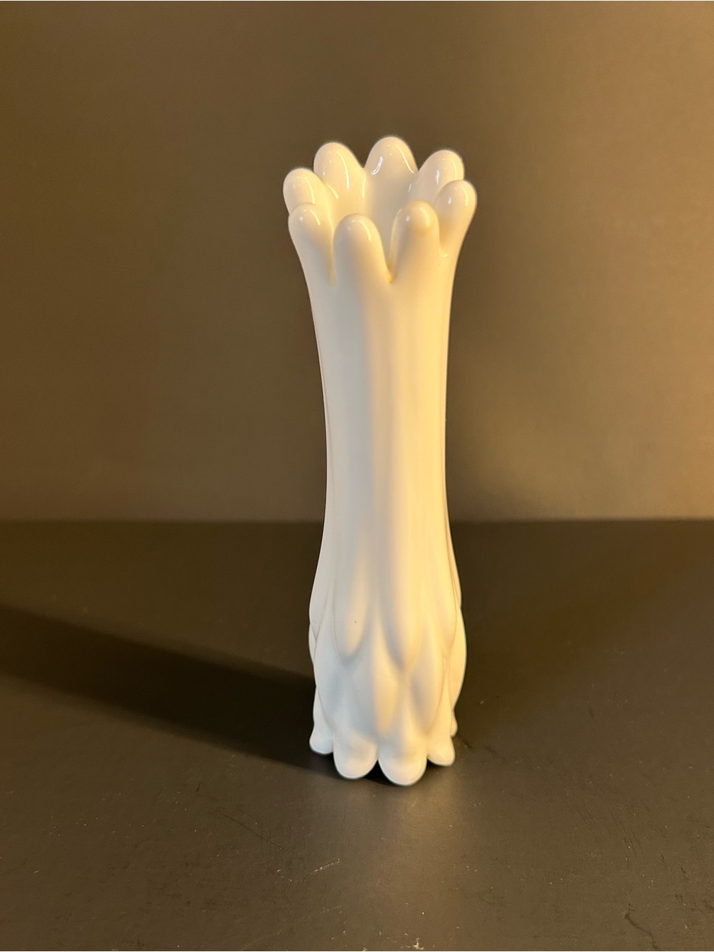 Small White Milk Glass Swung Bud Vase